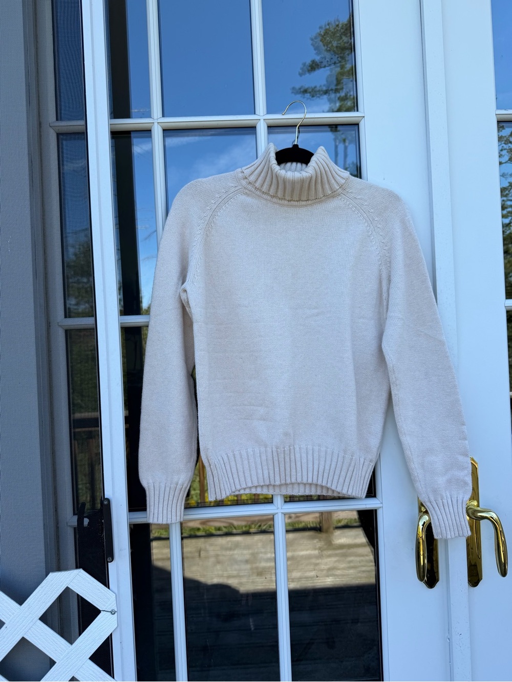 JEANNE PIERRE Vintage Ivory Cream Turtleneck Sweater 100%Cotton